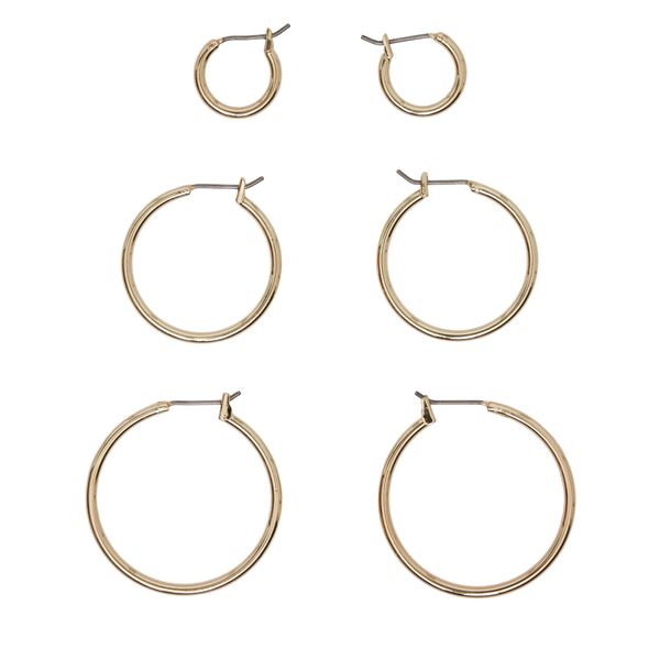 Pieces Set od 3 para naušnica Pieces Pcmela 17146768 Gold Colour Multi