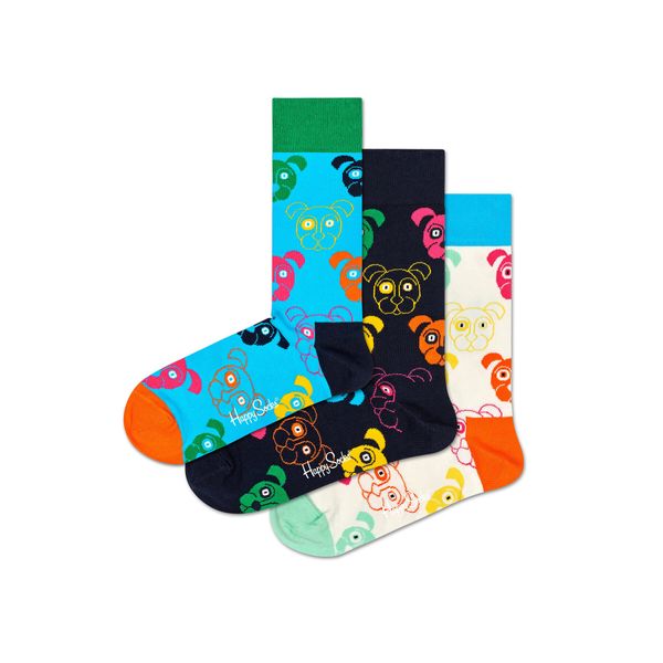 Happy Socks Set od 3 para unisex visokih čarapa Happy Socks XDOG08-0150 Šarena