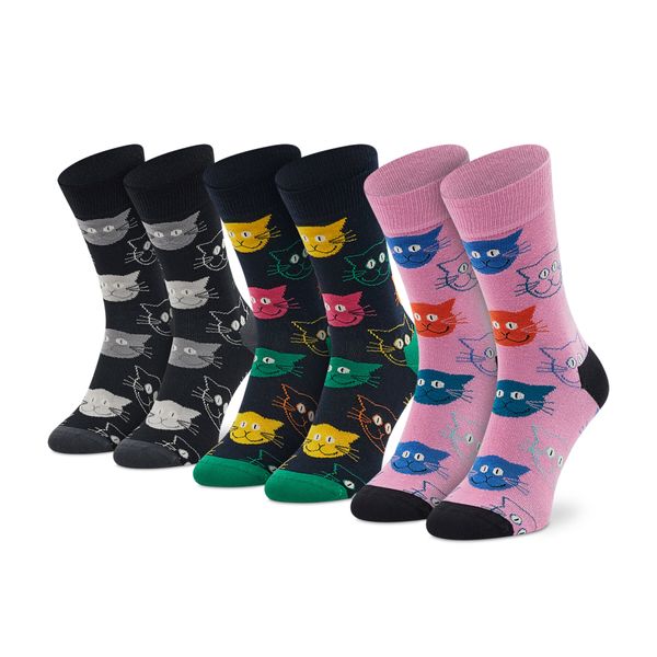 Happy Socks Set od 3 para unisex visokih čarapa Happy Socks XMJA08-0150 Crna