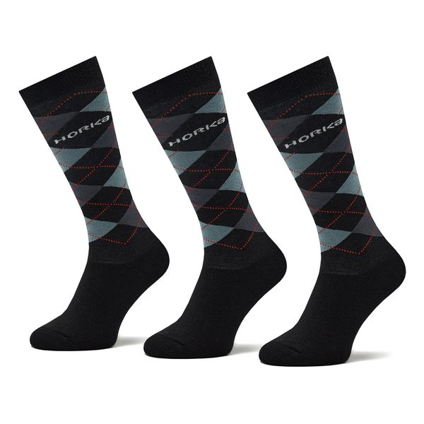 Horka Set od 3 para unisex visokih čarapa Horka Riding Socks 145450-0000-0206 Ch Black/Grey