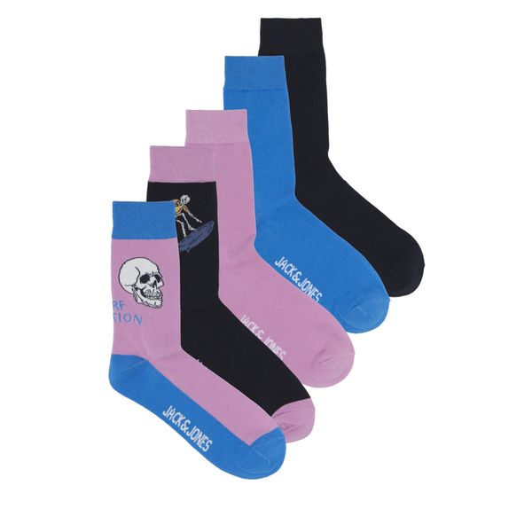 Jack&Jones Set od 5 pari muških visokih čarapa Jack&Jones Jachavana 12250258 Navy Blazer