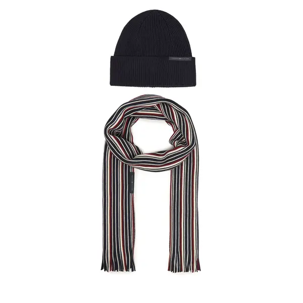 Tommy Hilfiger Set šal i kapa Tommy Hilfiger Th Corp Love AM0AM12939 Tamnoplava