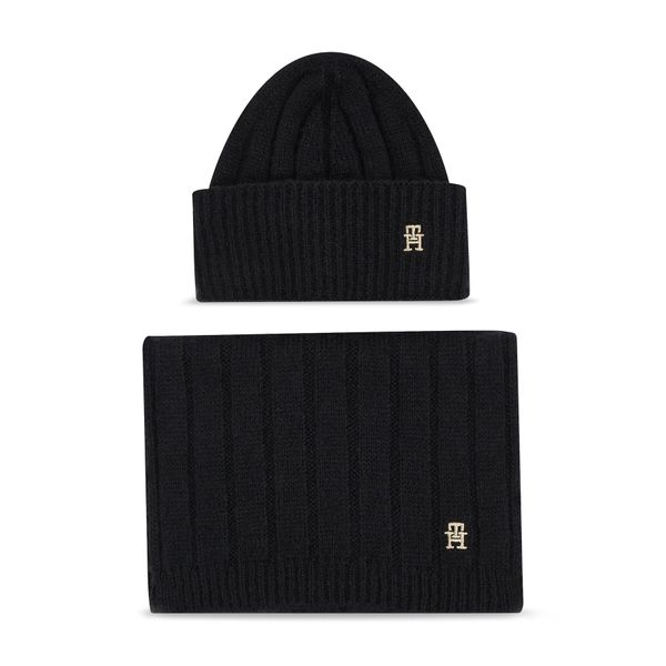 Tommy Hilfiger Set šal i kapa Tommy Hilfiger Th Timeless Beanie + Scarf AW0AW15367BDS Black BDS