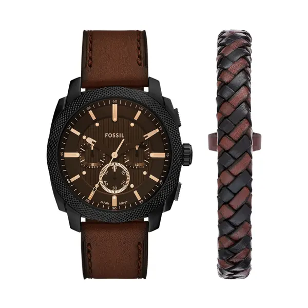 Fossil Set sata i narukvice Fossil Machine Chronograph FS6102SET Smeđa