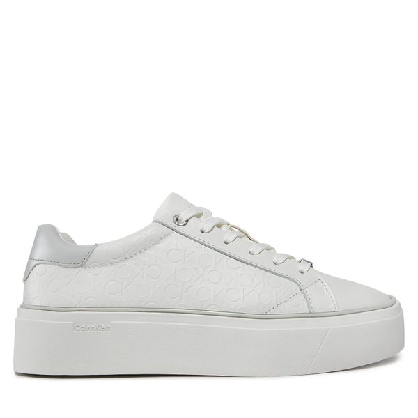 Calvin Klein Tenisice Calvin Klein Flatform C Lace Up - Mono Mix HW0HW01870 Bijela