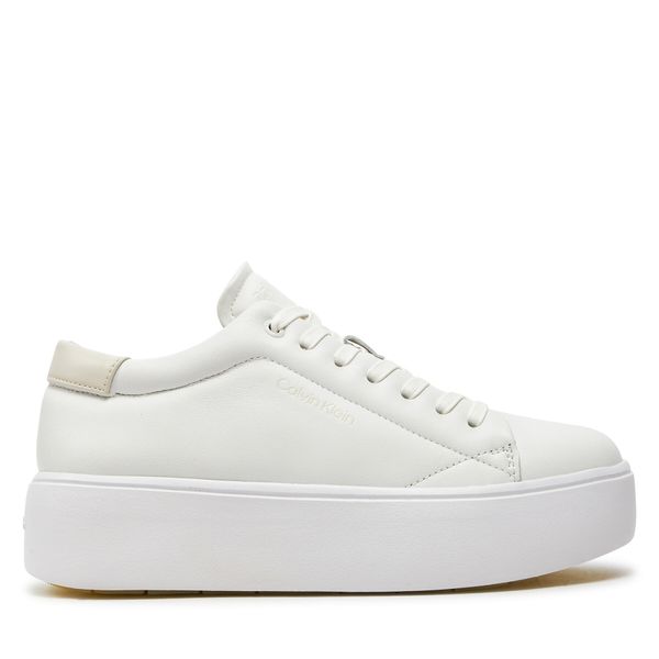 Calvin Klein Tenisice Calvin Klein Flatform Cupsole Lace Up Lth HW0HW01892 White/Dk Ecru 0K9