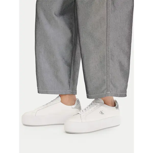 Calvin Klein Tenisice Calvin Klein Flatform Lace Up Lth Met YW0YW01929 Bijela