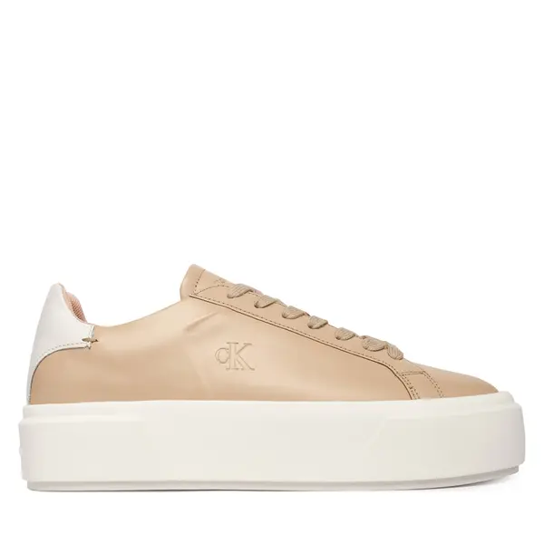Calvin Klein Tenisice Calvin Klein Flatform Lace Up Lth YW0YW01928 Bež