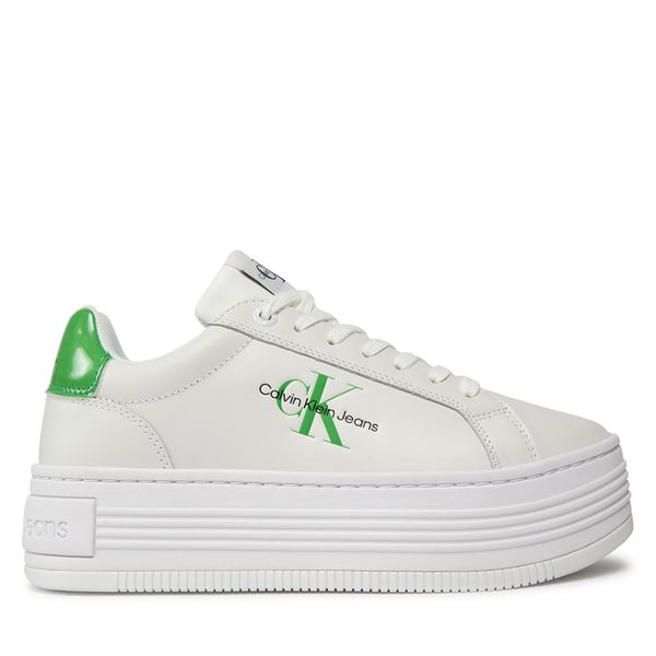 Calvin Klein Jeans Tenisice Calvin Klein Jeans Bold Platf Low Lace Lth Ml Met YW0YW01431 Bright White/Classic Green 0K7