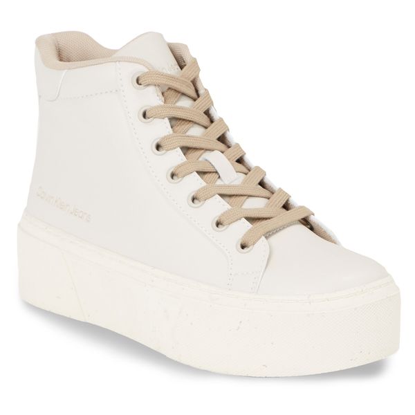 Calvin Klein Jeans Tenisice Calvin Klein Jeans Bold Vulc Flatf Mid Laceup Wn YW0YW01230 Eggshell/Travertine 0F7