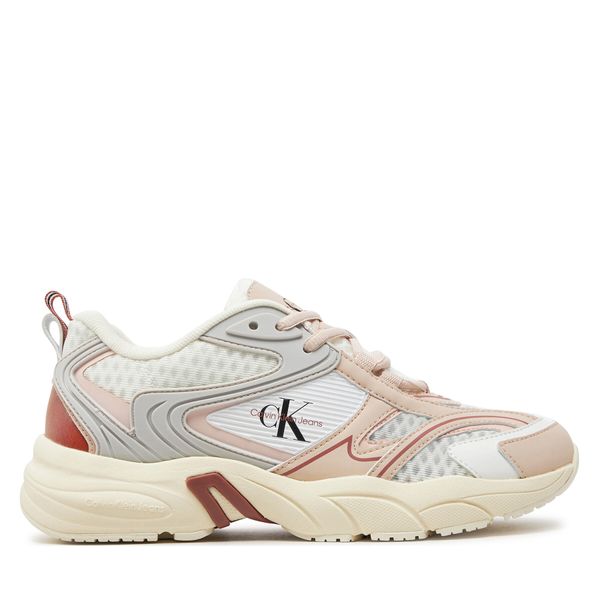 Calvin Klein Jeans Tenisice Calvin Klein Jeans Retro Tennis Low Lace Mh Ml Met YW0YW01373 White/Whisper Pink/Cedar Wood 02S