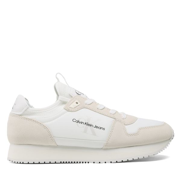 Calvin Klein Jeans Tenisice Calvin Klein Jeans Runner Sock Laceup Ny-Lth YM0YM00553 White/Ivory 0K7