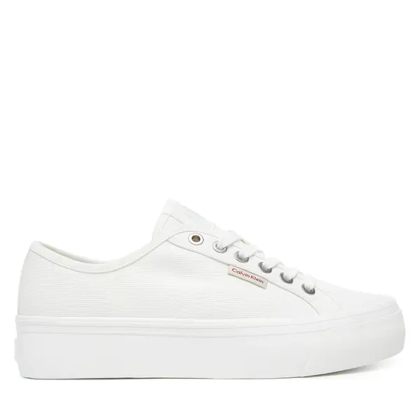 Calvin Klein Jeans Tenisice Calvin Klein Jeans Vulc Flatform Ctn Logo Tag YW0YW01838 Bijela