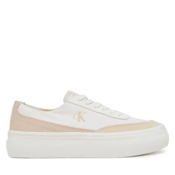 Calvin Klein Jeans Tenisice Calvin Klein Jeans Vulc Flatform Low Cv Mix Mg YW0YW01770 Bijela