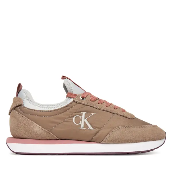 Calvin Klein Tenisice Calvin Klein Retro Runner Sock Laceup Mix Mat YW0YW02060 Smeđa