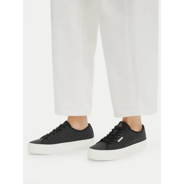 Calvin Klein Tenisice Calvin Klein Vulc Flatf Laceup Jaq Aop HW0HW03265 Crna