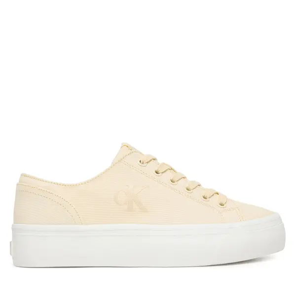 Calvin Klein Tenisice Calvin Klein Vulc Flatform Low Canvas Mg YW0YW01763 Écru