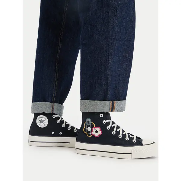 Converse Tenisice Converse Chuck Taylor All Star Lift Platform Floral Patchwork A15534C Crna