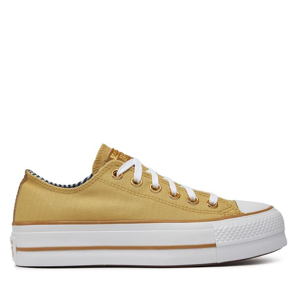 Converse Tenisice Converse Chuck Taylor All Star Lift Platform Herringbone Stripe A08109C Utility Sunflower/Trek Tan
