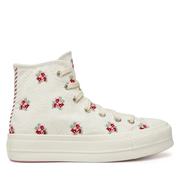 Converse Tenisice Converse Chuck Taylor All Star Lift Platform Rose Cross Stitch A13659C Bijela