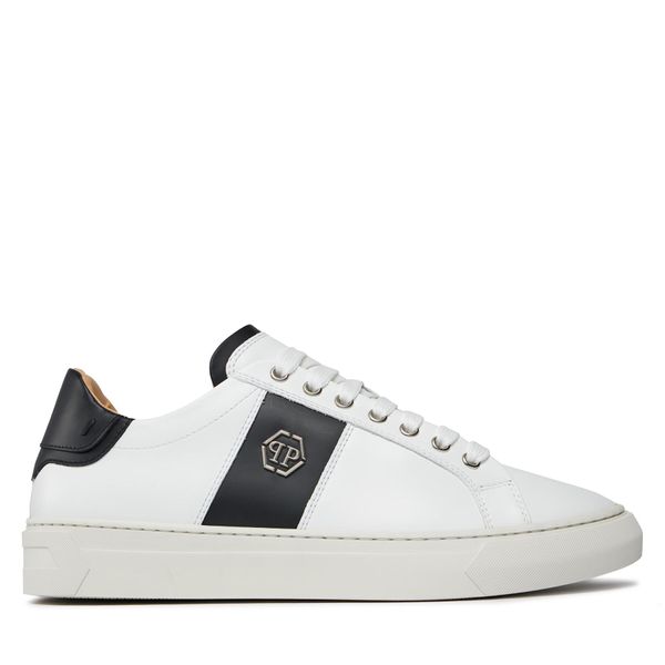 PHILIPP PLEIN Tenisice PHILIPP PLEIN Leather Lo-Top Sneakers Hexagon AACS MSC3905 PLE075N White / Black 0102