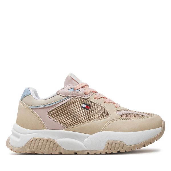 Tommy Hilfiger Tenisice Tommy Hilfiger Low Cut Lace-Up Sneaker T3A9-33218-1696 Beige/Pink A575