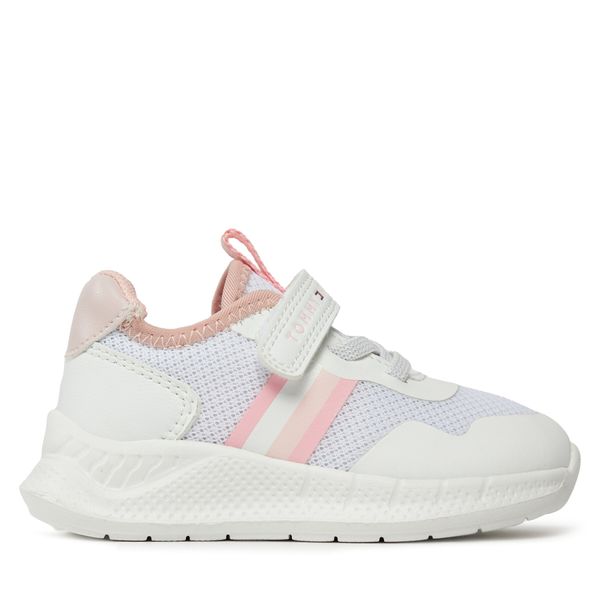 Tommy Hilfiger Tenisice Tommy Hilfiger Stripes Low Cut Lace-Up Velcro Sneaker T1A9-33222-1697 M White/Pink X134