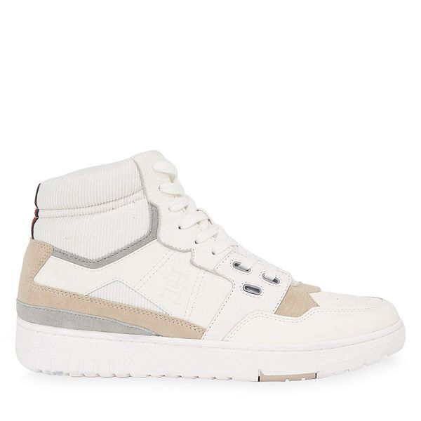 Tommy Hilfiger Tenisice Tommy Hilfiger Th Basket Better Midcut Lth Mix FM0FM04793 Weathered White AC0