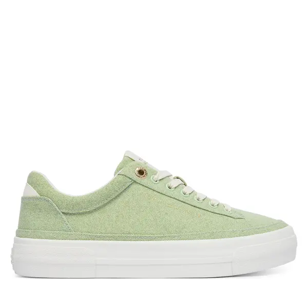 Tommy Hilfiger Tenisice Tommy Hilfiger Washed Canvas Platform Trainers FW0FW09172 Zelena