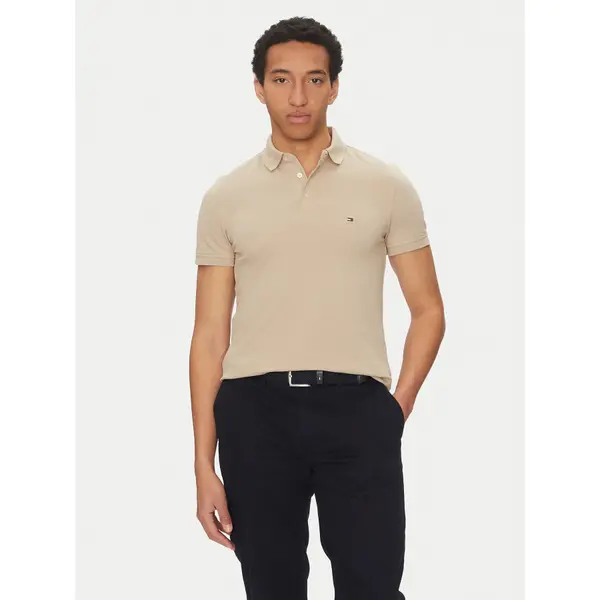 Tommy Hilfiger Tommy Hilfiger Polo 1985 MW0MW17771 Bež Slim Fit