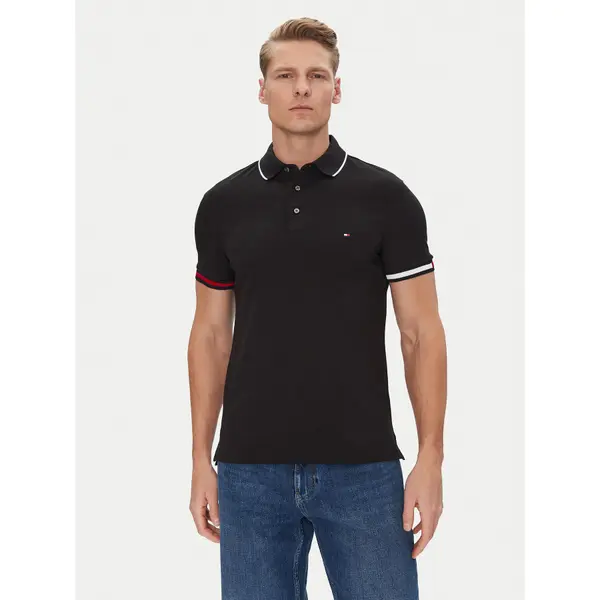 Tommy Hilfiger Tommy Hilfiger Polo Flag Cuff MW0MW38458 Crna Slim Fit