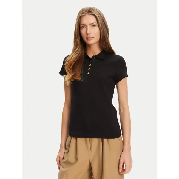 Tommy Hilfiger Tommy Hilfiger Polo Gold Button WW0WW45768 Crna Slim Fit
