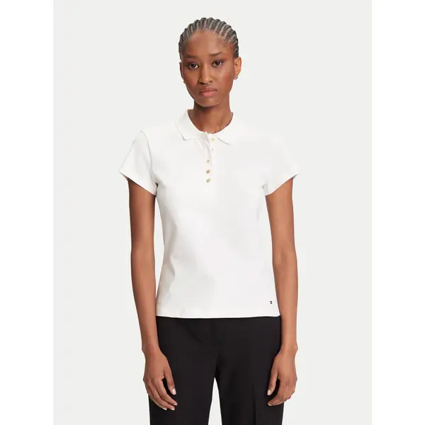 Tommy Hilfiger Tommy Hilfiger Polo Gold Button WW0WW45768 Écru Slim Fit