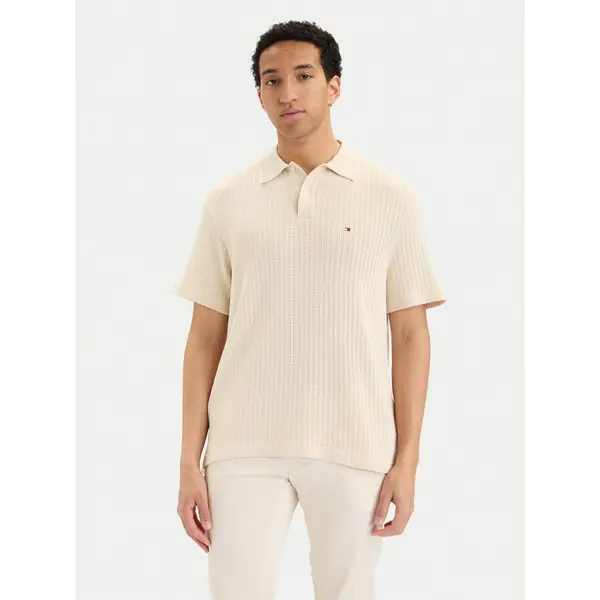 Tommy Hilfiger Tommy Hilfiger Polo MW0MW42770 Krem Regular Fit