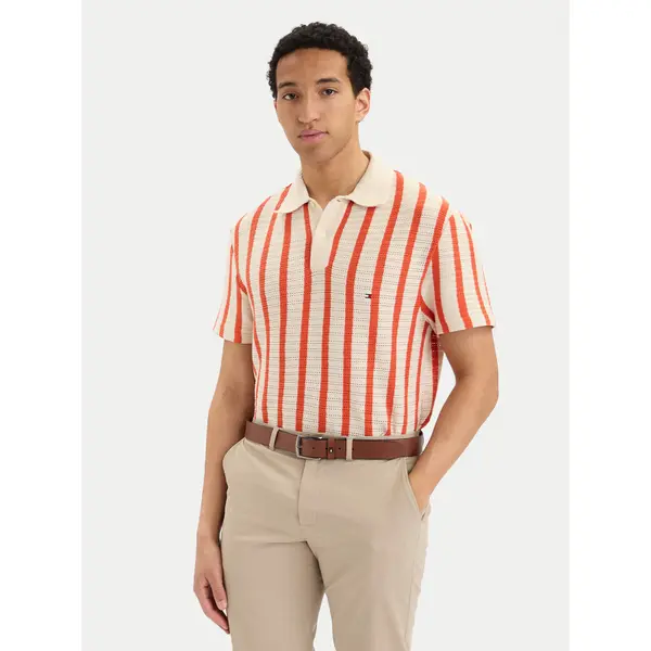 Tommy Hilfiger Tommy Hilfiger Polo MW0MW42770 Krem Regular Fit