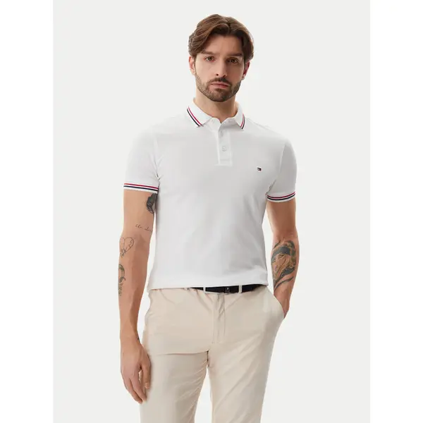 Tommy Hilfiger Tommy Hilfiger Polo Tipped MW0MW37346 Bijela Slim Fit