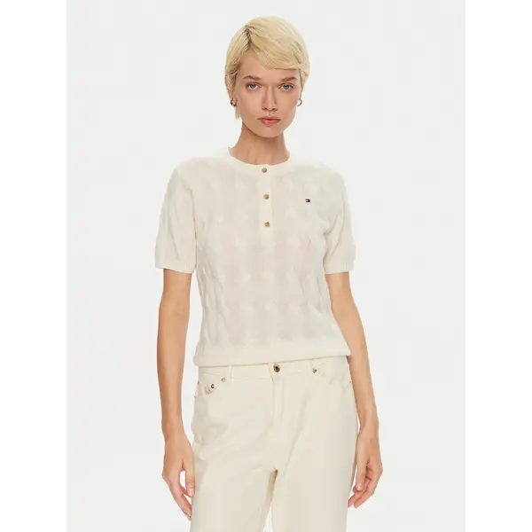 Tommy Hilfiger Tommy Hilfiger Polo WW0WW43504 Krem Regular Fit