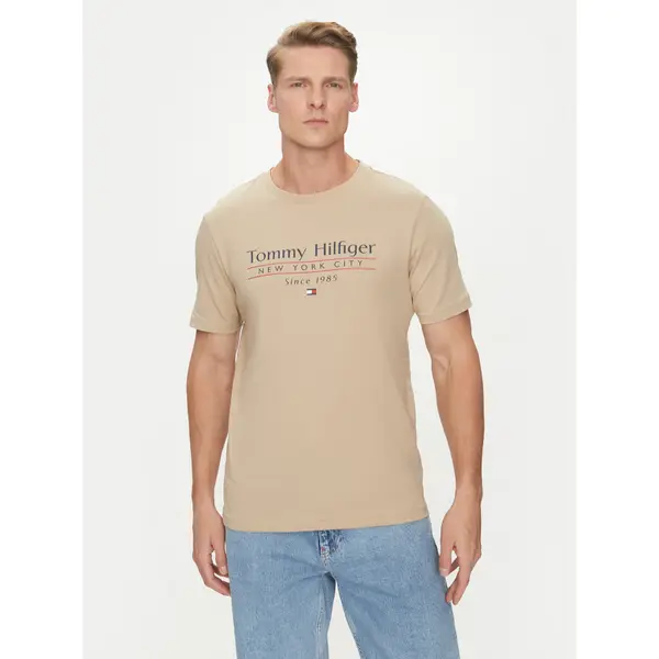 Tommy Hilfiger Tommy Hilfiger T-shirt Center Stack MW0MW38621 Bež Regular Fit
