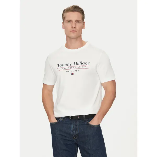 Tommy Hilfiger Tommy Hilfiger T-shirt Center Stack MW0MW38621 Bijela Regular Fit