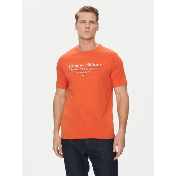 Tommy Hilfiger Tommy Hilfiger T-shirt Center Stack MW0MW38621 Narančasta Regular Fit