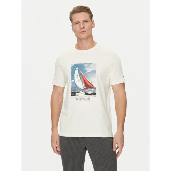Tommy Hilfiger Tommy Hilfiger T-shirt Color Photo Print MW0MW38615 Bež Regular Fit