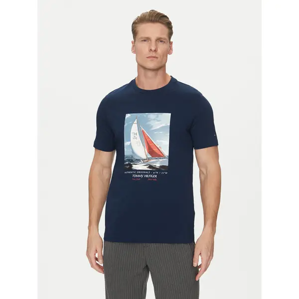 Tommy Hilfiger Tommy Hilfiger T-shirt Color Photo Print MW0MW38615 Tamnoplava Regular Fit