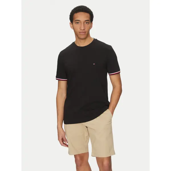 Tommy Hilfiger Tommy Hilfiger T-shirt Global Stripe MW0MW38630 Crna Regular Fit