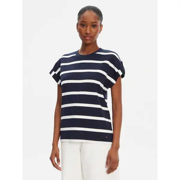 Tommy Hilfiger Tommy Hilfiger T-shirt Gold Button WW0WW45628 Tamnoplava Regular Fit