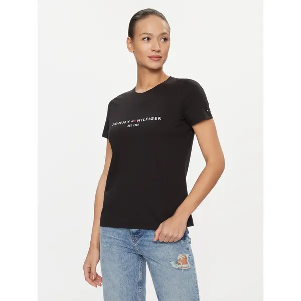Tommy Hilfiger Tommy Hilfiger T-shirt Heritage C-Nk WW0WW31999 Crna Regular Fit