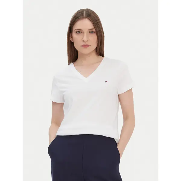 Tommy Hilfiger Tommy Hilfiger T-shirt Heritage V-Neck Tee WW0WW24969 Bijela Regular Fit