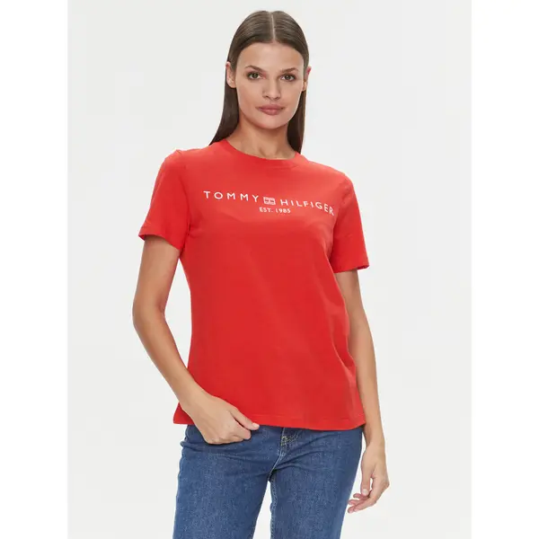 Tommy Hilfiger Tommy Hilfiger T-shirt Logo WW0WW40276 Narančasta Regular Fit