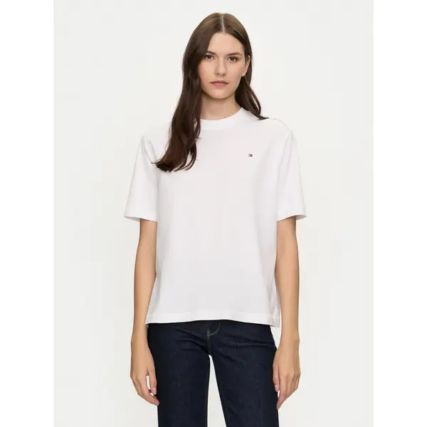 Tommy Hilfiger Tommy Hilfiger T-shirt Modern Flag WW0WW43597 Bijela Relaxed Fit