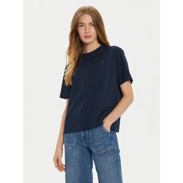 Tommy Hilfiger Tommy Hilfiger T-shirt Modern Flag WW0WW43597 Tamnoplava Relaxed Fit