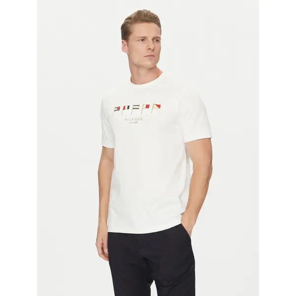 Tommy Hilfiger Tommy Hilfiger T-shirt Multi Flags MW0MW38616 Bijela Regular Fit